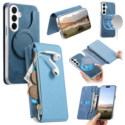 For Samsung Galaxy S26+ Leather Case  Cross Texture Detachable Magnetic Phone Cover Wallet Stand