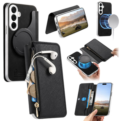 For Samsung Galaxy S26+ Leather Case  Cross Texture Detachable Magnetic Phone Cover Wallet Stand