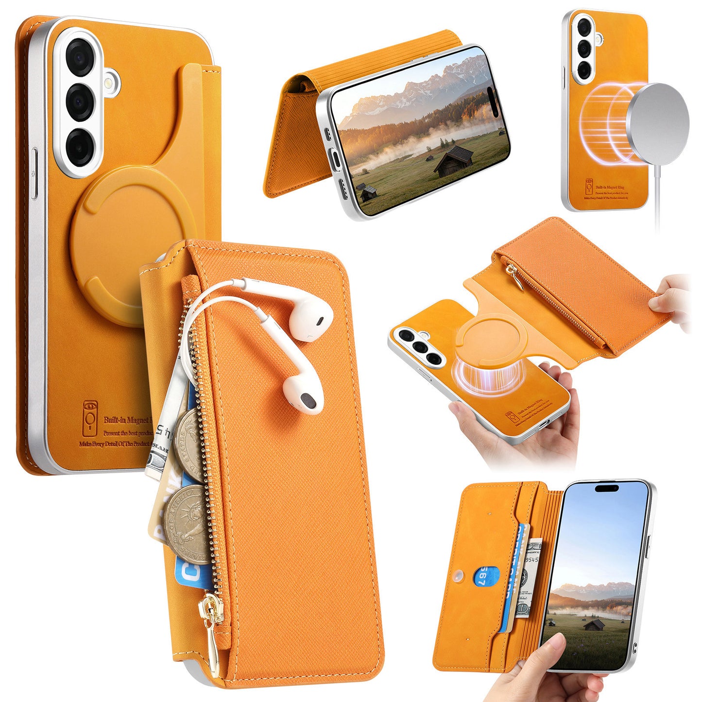 For Samsung Galaxy S26+ Leather Case  Cross Texture Detachable Magnetic Phone Cover Wallet Stand