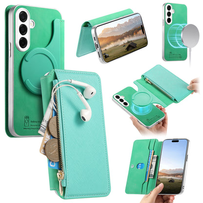 For Samsung Galaxy S26+ Leather Case  Cross Texture Detachable Magnetic Phone Cover Wallet Stand