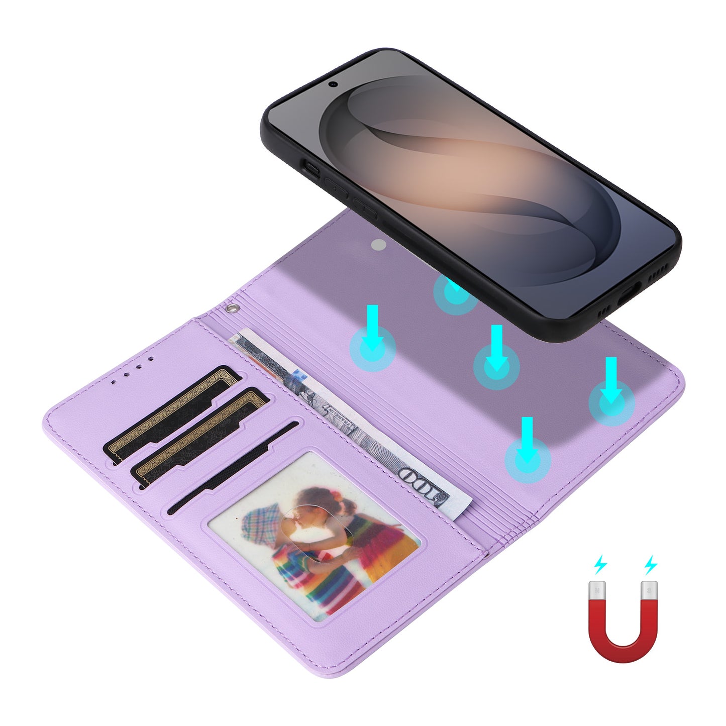 BETOPNICE for Samsung Galaxy S26+ Magnetic Case  Detachable PU Leather Phone Cover with Strap