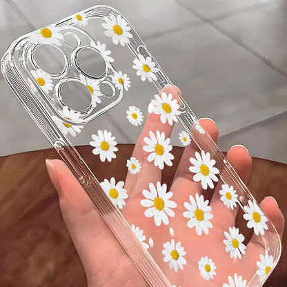 For iPhone 14 Case Daisy Pattern Clear TPU Phone Back Cover