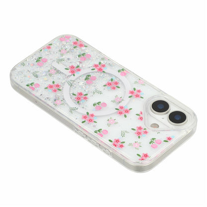 For iPhone 16 Magnetic Case Glitter Epoxy Clear TPU Shockproof Phone Cover Compatible with MagSafe
