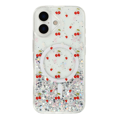For iPhone 16 Magnetic Case Glitter Epoxy Clear TPU Shockproof Phone Cover Compatible with MagSafe
