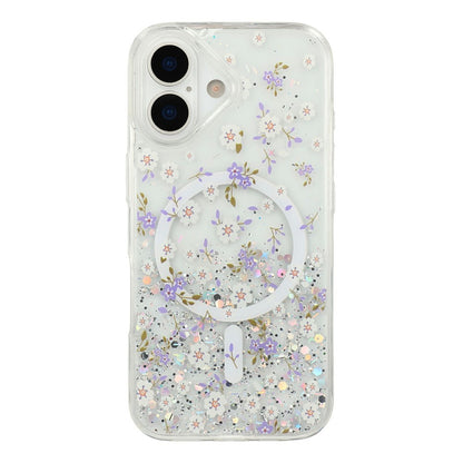 For iPhone 16 Magnetic Case Glitter Epoxy Clear TPU Shockproof Phone Cover Compatible with MagSafe