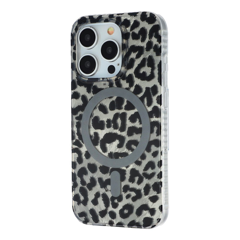 For iPhone 15 Pro Max Case Compatible with MagSafe IMD Leopard Print TPU PC Phone Cover