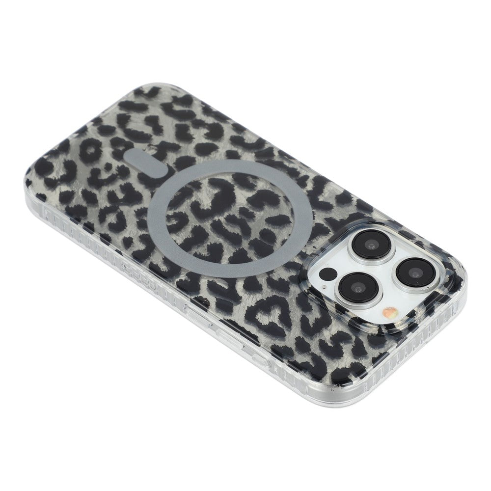 For iPhone 15 Pro Max Case Compatible with MagSafe IMD Leopard Print TPU PC Phone Cover