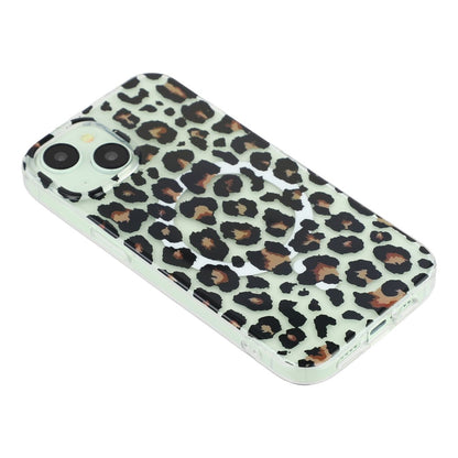 For iPhone 14 / 13 Magnetic Case Hollow Leopard Print Design TPU PC Phone Back Cover
