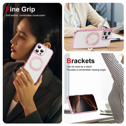 For iPhone 16 Pro Magnetic Case Rotating Kickstand PC + TPU Matte Phone Cover with Tempered Glass Film/Camera Button