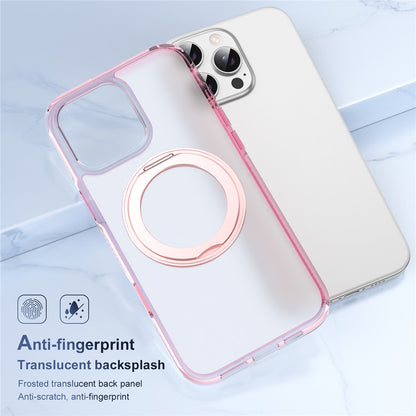 For iPhone 16 Pro Magnetic Case Rotating Kickstand PC + TPU Matte Phone Cover with Tempered Glass Film/Camera Button