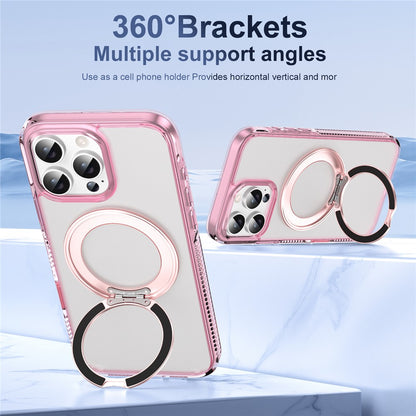 For iPhone 16 Pro Magnetic Case Rotating Kickstand PC + TPU Matte Phone Cover with Tempered Glass Film/Camera Button
