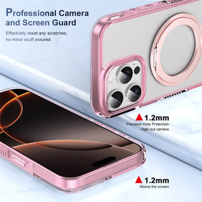 For iPhone 16 Pro Magnetic Case Rotating Kickstand PC + TPU Matte Phone Cover with Tempered Glass Film/Camera Button