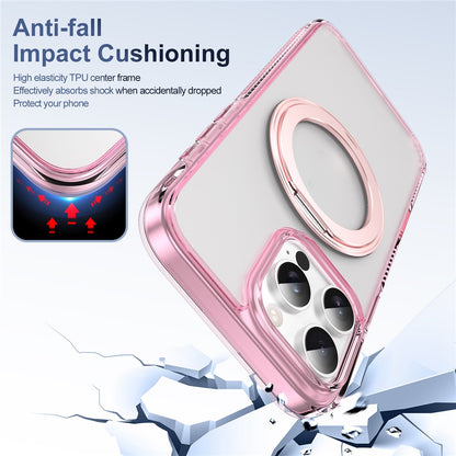 For iPhone 16 Pro Magnetic Case Rotating Kickstand PC + TPU Matte Phone Cover with Tempered Glass Film/Camera Button
