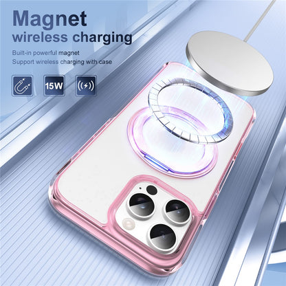 For iPhone 16 Pro Magnetic Case Rotating Kickstand PC + TPU Matte Phone Cover with Tempered Glass Film/Camera Button