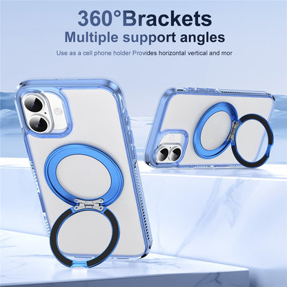 For iPhone 16 Magnetic Case Rotating Kickstand PC + TPU Matte Phone Cover with Tempered Glass Film / Camera Button