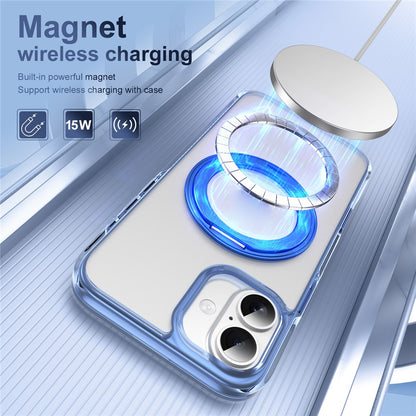 For iPhone 16 Magnetic Case Rotating Kickstand PC + TPU Matte Phone Cover with Tempered Glass Film / Camera Button
