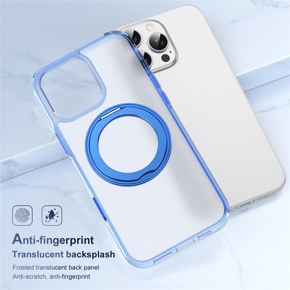 For iPhone 16 Pro Max Magnetic Case Rotating Kickstand PC + TPU Matte Phone Cover with Tempered Glass Film / Camera Button