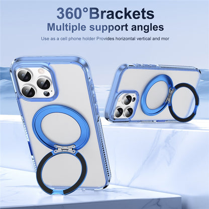 For iPhone 16 Pro Max Magnetic Case Rotating Kickstand PC + TPU Matte Phone Cover with Tempered Glass Film / Camera Button