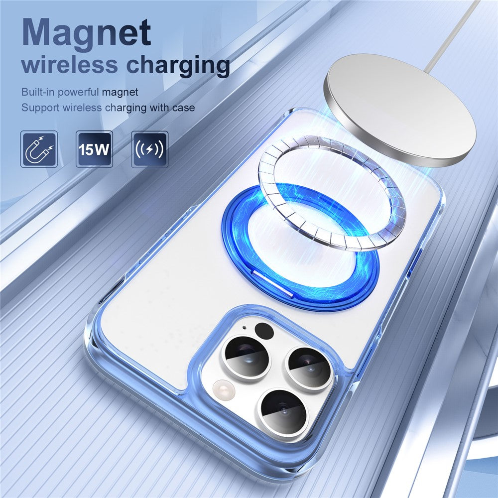 For iPhone 16 Pro Max Magnetic Case Rotating Kickstand PC + TPU Matte Phone Cover with Tempered Glass Film / Camera Button