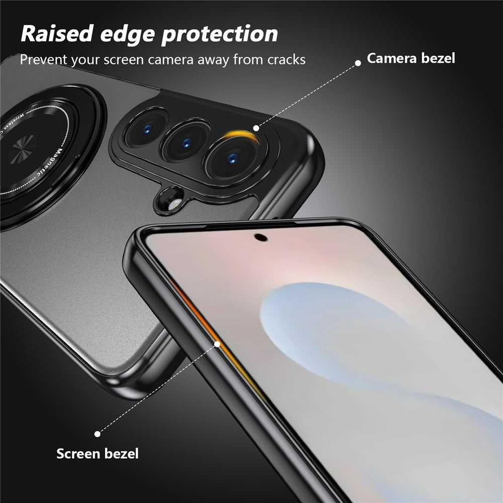 For Samsung Galaxy S26+ Magnetic Case Rotating Kickstand PC TPU Electroplated Phone Cover with Tempered Glass Screen Protector