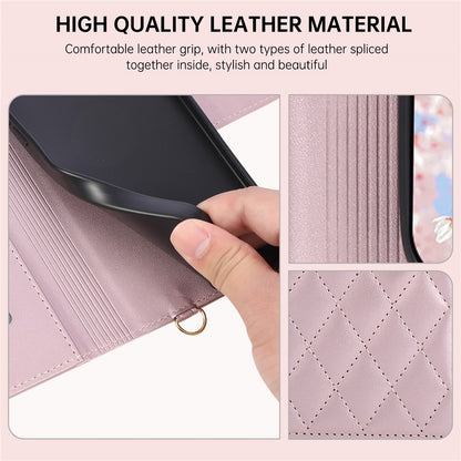 For Samsung Galaxy S26+ Case Magnetic Ring Buckle Zipper Pocket Rhombic Leather Phone Cover with Wrist Strap