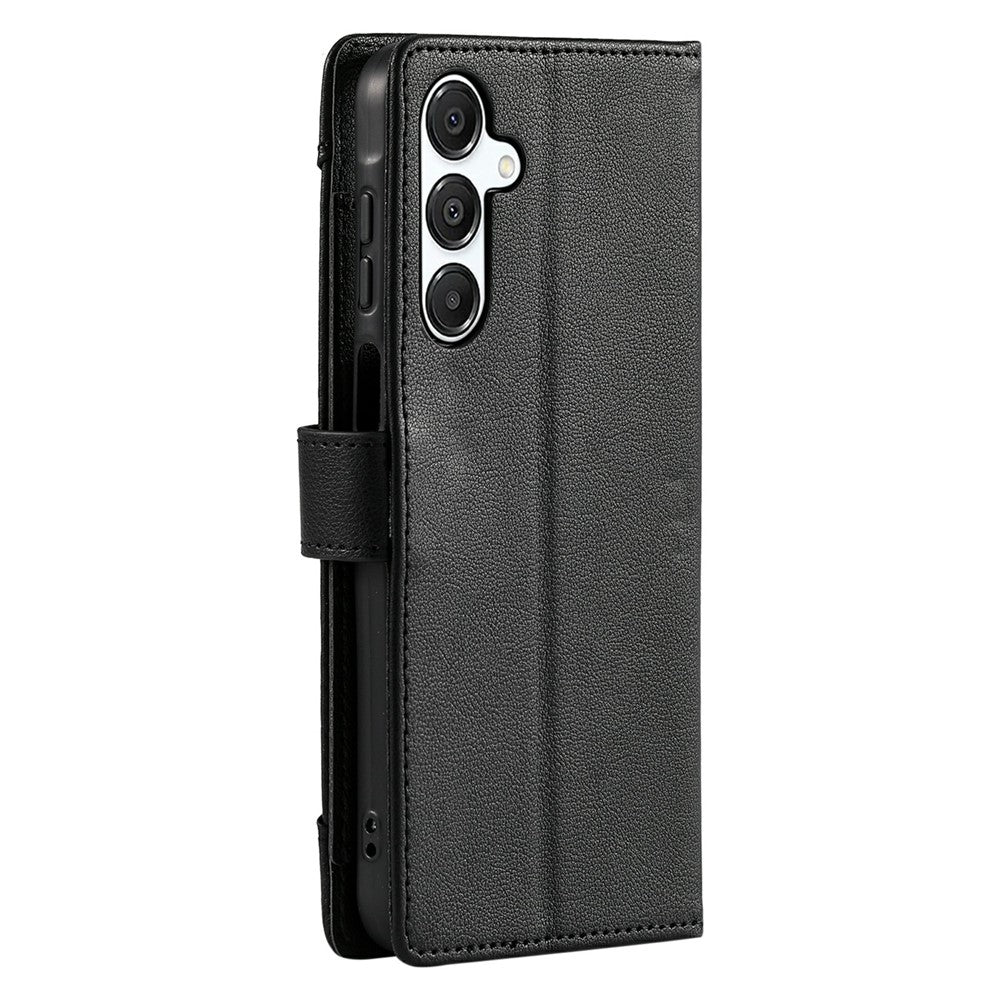 Wallet Case for Samsung Galaxy S26+ Litchi Texture Zipper Pocket Stand Leather Flip Phone Cover with Wrist Strap