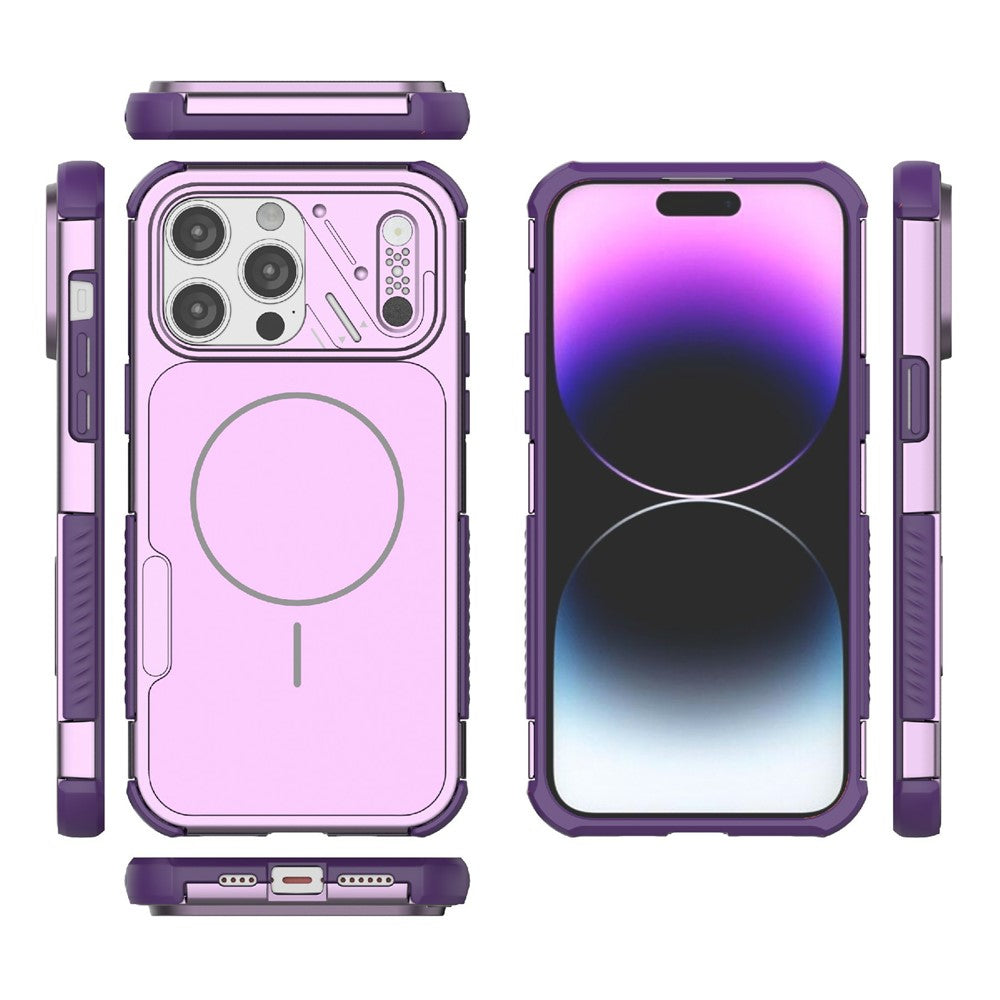 For iPhone 15 Pro Max Case Shockproof Airbag PC+TPU Phone Cover Compatible with MagSafe