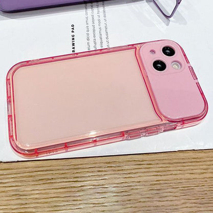 For iPhone 14 Case with Flip Mirror Lens Protection TPU + PC Shockproof Phone Shell