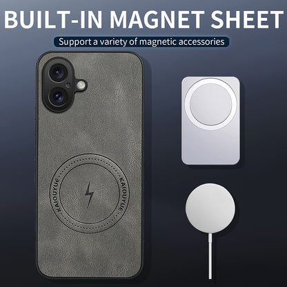WANLONFENG for iPhone 16 SD Series Magnetic Case Nappa Texture PC TPU Phone Cover with 2Pcs Screen Film