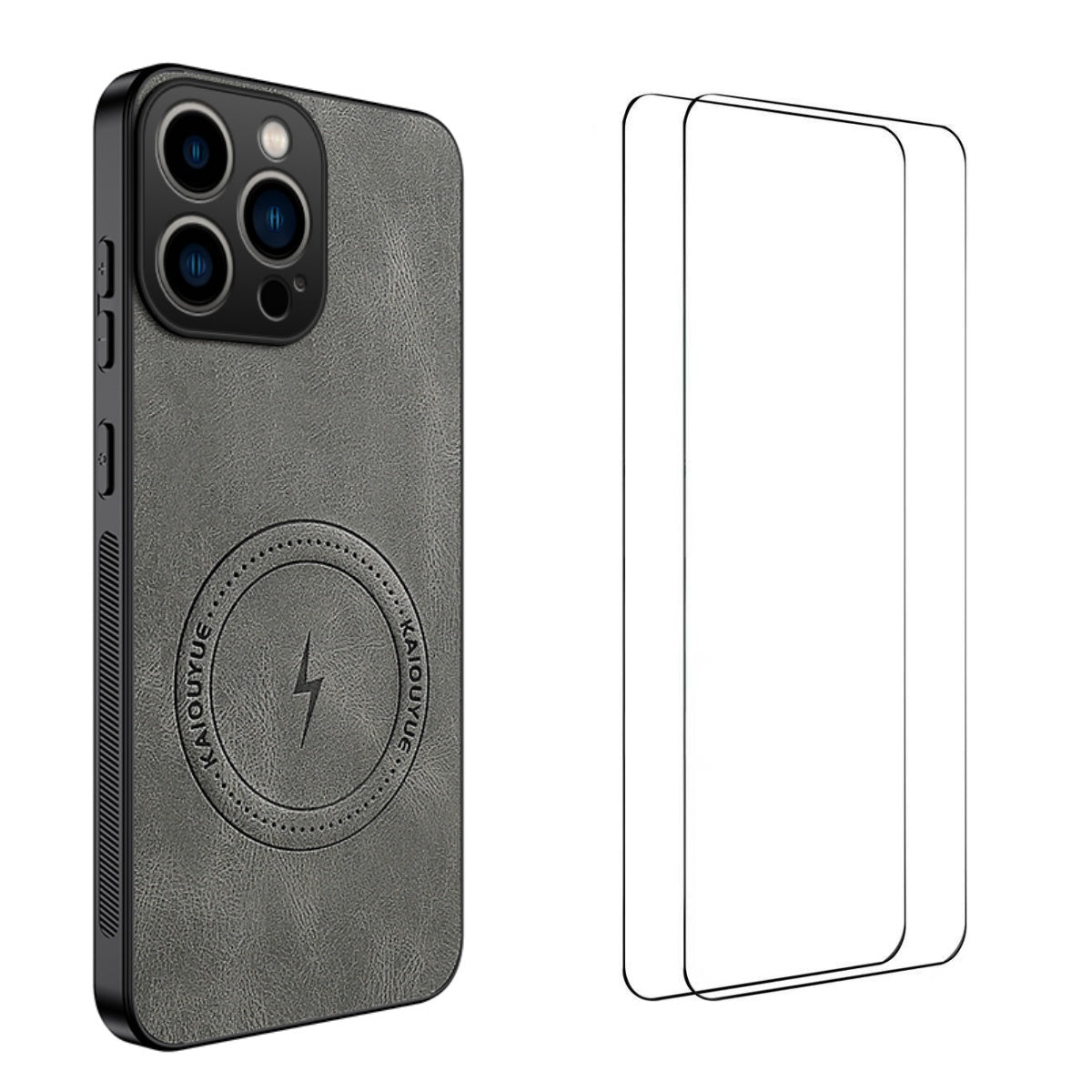 WANLONFENG for iPhone 16 Pro SD Series Magnetic Case Nappa Texture PC TPU Phone Cover with 2Pcs Screen Film