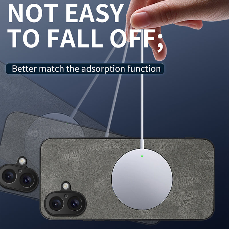 WANLONFENG for iPhone 16 SD1 Series Magnetic Case Nappa Texture PC TPU Phone Cover
