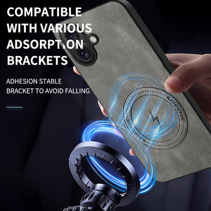 WANLONFENG for iPhone 16 SD1 Series Magnetic Case Nappa Texture PC TPU Phone Cover
