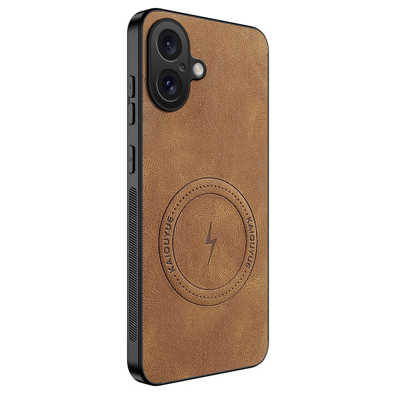 WANLONFENG for iPhone 16 SD1 Series Magnetic Case Nappa Texture PC TPU Phone Cover