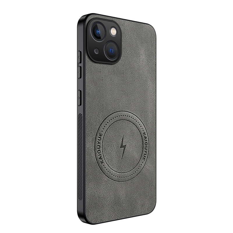 WANLONFENG for iPhone 15 SD1 Series Magnetic Case Nappa Texture PC TPU Phone Cover