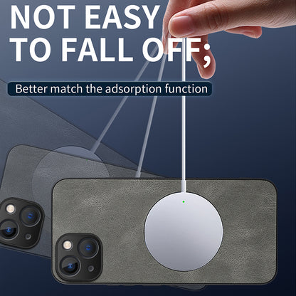 WANLONFENG for iPhone 15 SD1 Series Magnetic Case Nappa Texture PC TPU Phone Cover