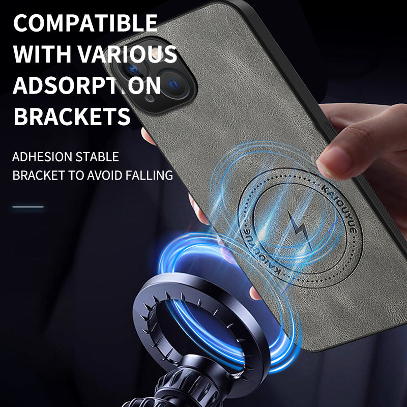 WANLONFENG for iPhone 15 SD1 Series Magnetic Case Nappa Texture PC TPU Phone Cover
