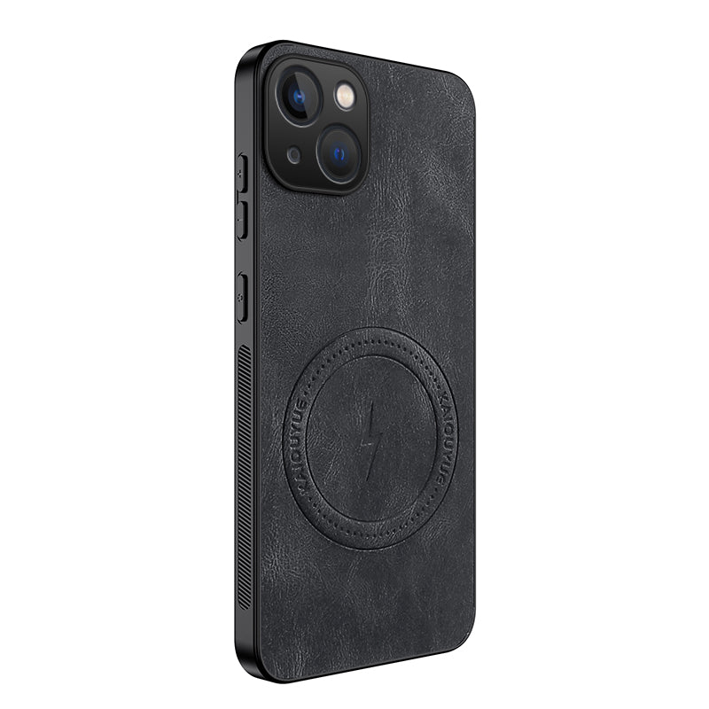 WANLONFENG for iPhone 15 SD1 Series Magnetic Case Nappa Texture PC TPU Phone Cover
