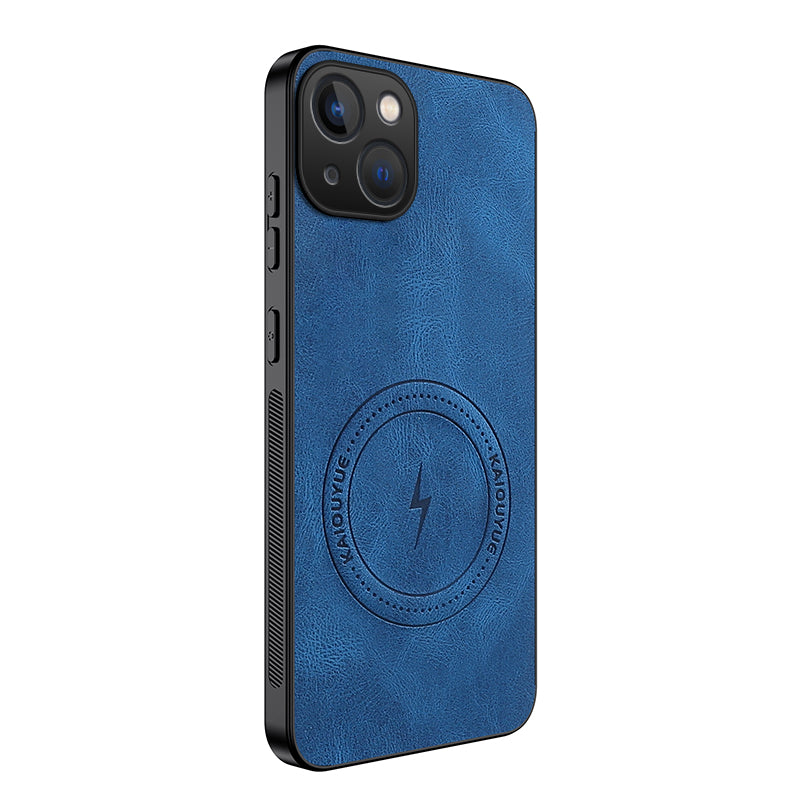 WANLONFENG for iPhone 15 SD1 Series Magnetic Case Nappa Texture PC TPU Phone Cover