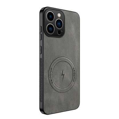 WANLONFENG for iPhone 15 Pro SD1 Series Magnetic Case Nappa Texture PC TPU Phone Cover