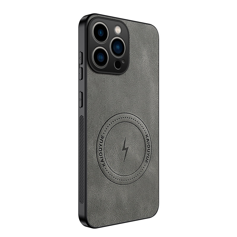 WANLONFENG for iPhone 15 Pro Max SD1 Series Magnetic Case Nappa Texture PC TPU Phone Cover