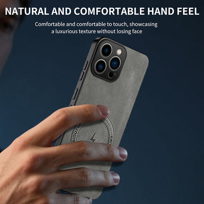 WANLONFENG for iPhone 15 Pro Max SD1 Series Magnetic Case Nappa Texture PC TPU Phone Cover