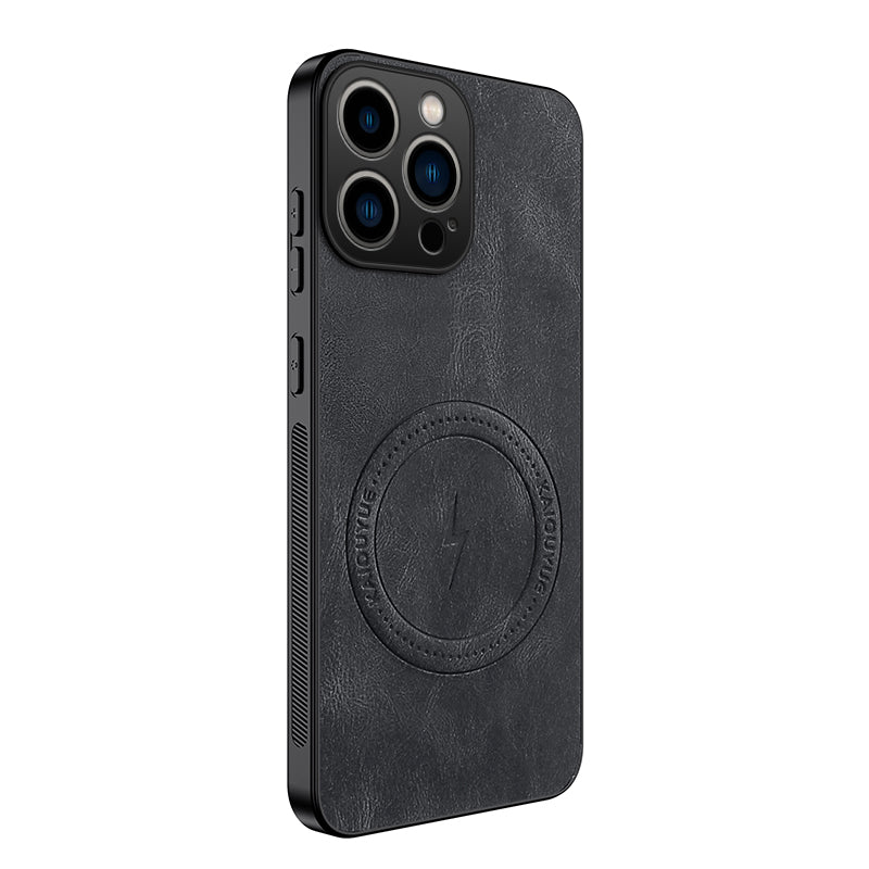 WANLONFENG for iPhone 15 Pro Max SD1 Series Magnetic Case Nappa Texture PC TPU Phone Cover