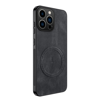 WANLONFENG for iPhone 15 Pro Max SD1 Series Magnetic Case Nappa Texture PC TPU Phone Cover