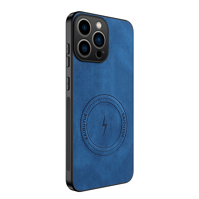 WANLONFENG for iPhone 15 Pro Max SD1 Series Magnetic Case Nappa Texture PC TPU Phone Cover