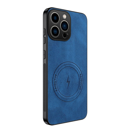 WANLONFENG for iPhone 15 Pro Max SD1 Series Magnetic Case Nappa Texture PC TPU Phone Cover