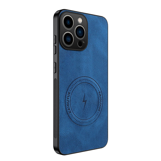 WANLONFENG for iPhone 15 Pro Max SD1 Series Magnetic Case Nappa Texture PC TPU Phone Cover