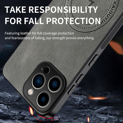 WANLONFENG for iPhone 16 Pro Max SD1 Series Magnetic Case Nappa Texture PC TPU Phone Cover