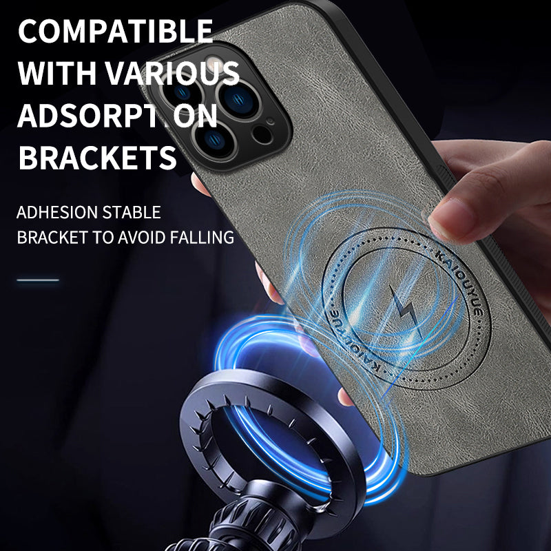 WANLONFENG for iPhone 16 Pro Max SD1 Series Magnetic Case Nappa Texture PC TPU Phone Cover