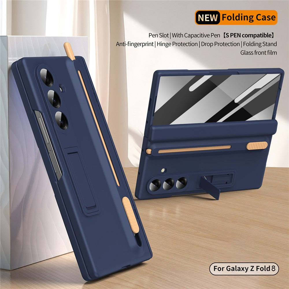For Samsung Galaxy Z Fold8 Ultra Kickstand Case Hinge Protection PC Phone Cover with Screen Protector and Stylus Pen