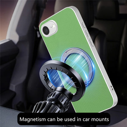 For iPhone 16e  /  17e Magnetic Case Ring Kickstand Fine Grid Texture Leather + PC + TPU Phone Cover
